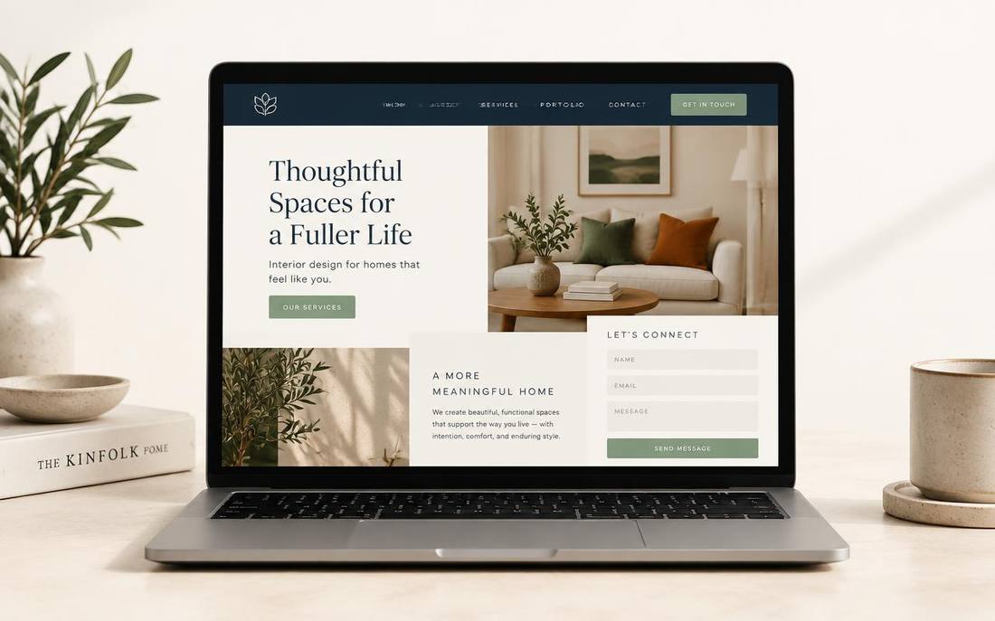 A LATTICE built business website shown on a laptop with an enquiry form